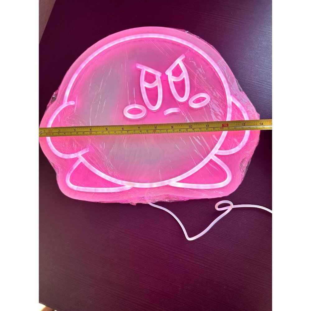 Kirby-inspired neon LED wall sign – 14x11" pink light, dimmable - Picture 3 of 10